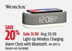 Canadian Tire Westclox Light-Up Wireless Charging Alarm Clock with Bluetooth offer