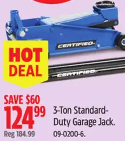 Canadian Tire Certified 3-Ton Standard- Duty Garage Jack offer