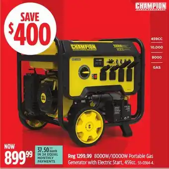 Canadian Tire Champion 8000W/10000W Portable Gas offer
