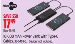 Canadian Tire Bluehive 10,000 mAh Power Bank with Type-C Cables offer