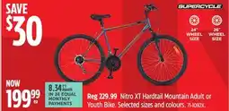 Canadian Tire SUPERCYCLE Nitro XT Hardtail Mountain Adult or Youth Bike offer
