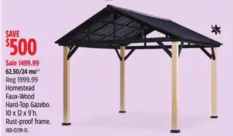 Canadian Tire CANVAS Homestead Faux-Wood Hard-Top Gazebo offer