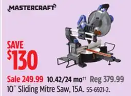 Canadian Tire Mastercraft 10˝ Sliding Mitre Saw offer