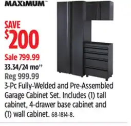 Canadian Tire MAXIMUM 3-Pc Fully-Welded and Pre-Assembled Garage Cabinet Set offer