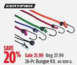 Canadian Tire Certified 26-Pc Bungee Kit offer