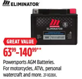 Canadian Tire Motomaster Powersports AGM Batteries offer