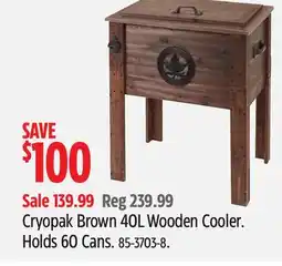 Canadian Tire Cryopak Brown 40L Wooden Cooler. Holds 60 Cans offer