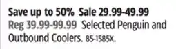 Canadian Tire Selected Penguin and Outbound Coolers offer