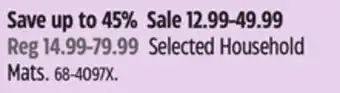 Canadian Tire For Living Selected Household Mats offer