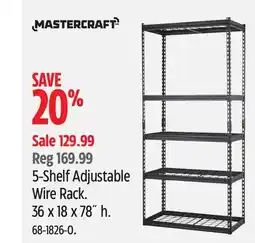 Canadian Tire mastercraft 5-Shelf Adjustable Wire Rack offer