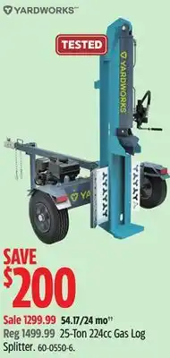 Canadian Tire Certified 25-Ton 224cc Gas Log Splitter offer