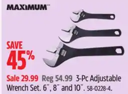 Canadian Tire MAXIMUM 3-Pc Adjustable Wrench Set offer