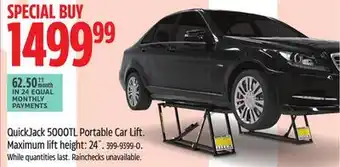 Canadian Tire QuickJack 5000TL Portable Car Lift. Maximum lift height offer
