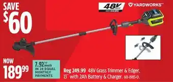 Canadian Tire Yardworks 48V Grass Trimmer & Edger, 13 with 2Ah Battery & Charger offer