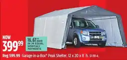 Canadian Tire Shelter Logic Garage-in-a-Box Peak Shelter, 12 x 20 x 8´ h offer