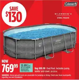 Canadian Tire Coleman Oval Pool offer