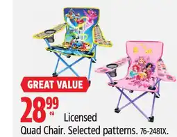 Canadian Tire Disney Licensed Quad Chair. Selected patterns offer