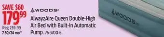 Canadian Tire Woods AlwayzAire Queen Double-High Air Bed with Built-In Automatic Pump offer