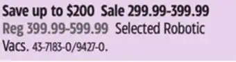 Canadian Tire Shark Selected Robotic Vacs offer