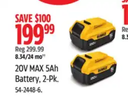 Canadian Tire DEWALT 20V MAX 5Ah Battery, 2-Pk offer