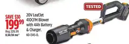 Canadian Tire WORX WG543 20V Power Share Cordless Leafjet Blower/Sweeper, 4Ah Battery offer