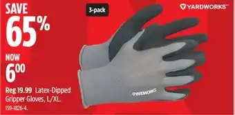 Canadian Tire Yardworks Latex-Dipped Gripper Gloves offer