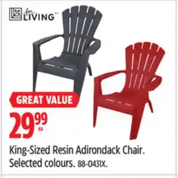 Canadian Tire FOR LIVING King-Sized Resin Adirondack Chair offer