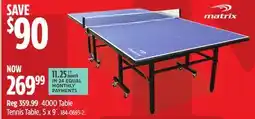Canadian Tire matrix Tennis Table offer