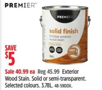 Canadian Tire Premier Exterior Wood Stain Solid or semi-transparent. Selected colours offer