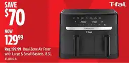 Canadian Tire T-fal Dual-Zone Air Fryer With Large & Small Baskets, 8.3L offer
