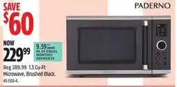 Canadian Tire PADERNO Microwave, Brushed Black offer