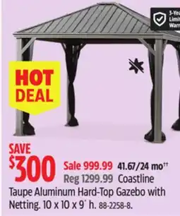 Canadian Tire CANVAS Taupe Aluminum Hard-Top Gazebo with Netting offer