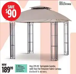 Canadian Tire for LIVING Springdale Gazebo with Two-Tier Polyester Fabric Canopy offer