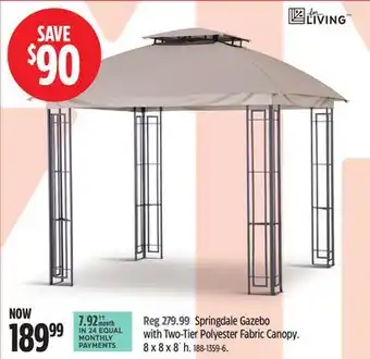Canadian Tire for LIVING Springdale Gazebo with Two-Tier Polyester Fabric Canopy offer