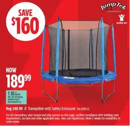 Canadian Tire Jump Tek 8´ Trampoline with Safety Enclosure offer