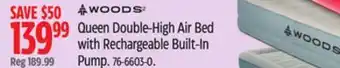 Canadian Tire Woods Queen Double-High Air Bed with Rechargeable Built-In Pump offer