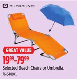 Canadian Tire Outbound Selected Beach Chairs or Umbrella offer