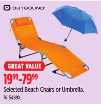 Canadian Tire Outbound Selected Beach Chairs or Umbrella offer