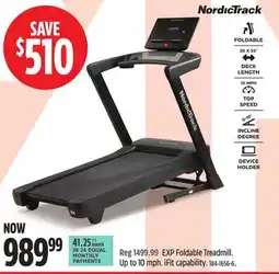 Canadian Tire Nordic Track EXP Foldable Treadmill offer