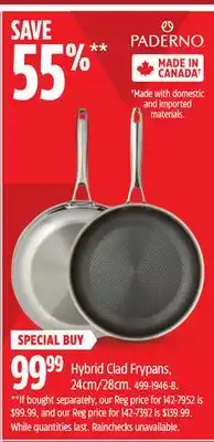 Canadian Tire PADERNO Hybrid Clad Frypans offer