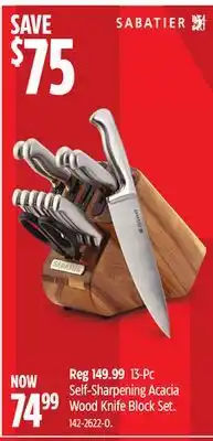 Canadian Tire Sabatier 13-Pc Self-Sharpening Acacia Wood Knife Block Set offer