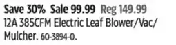 Canadian Tire Worx 12A385CFM Electric Leaf Blower/Vac/ Mulcher offer