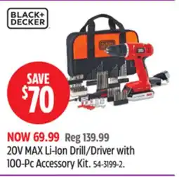 Canadian Tire Black & Decker 20V MAX Li-Ion Drill/Driver with 100-Pc Accessory Kit offer
