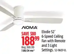 Canadian Tire Noma Elodie 52˝ 6-Speed Ceiling Fan with Remote and 3 Light Settings offer