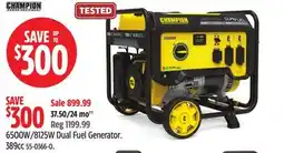 Canadian Tire Champion 6500W/8125W Dual Fuel Generator offer