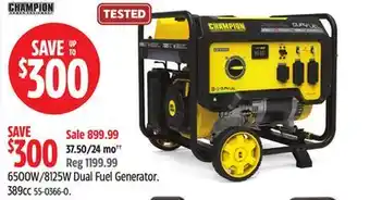 Canadian Tire Champion 6500W/8125W Dual Fuel Generator offer