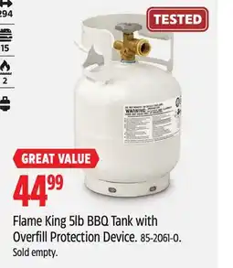 Canadian Tire Flame King 5lb BBQ Tank with Overfill Protection Device offer