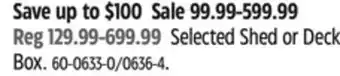 Canadian Tire Suncast Selected Shed or Deck Box offer