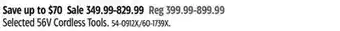 Canadian Tire EGO Selected 56V Cordless Tools offer