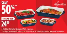 Canadian Tire Lagostina 4-Pc Blue Ceramic Bakeware Set offer
